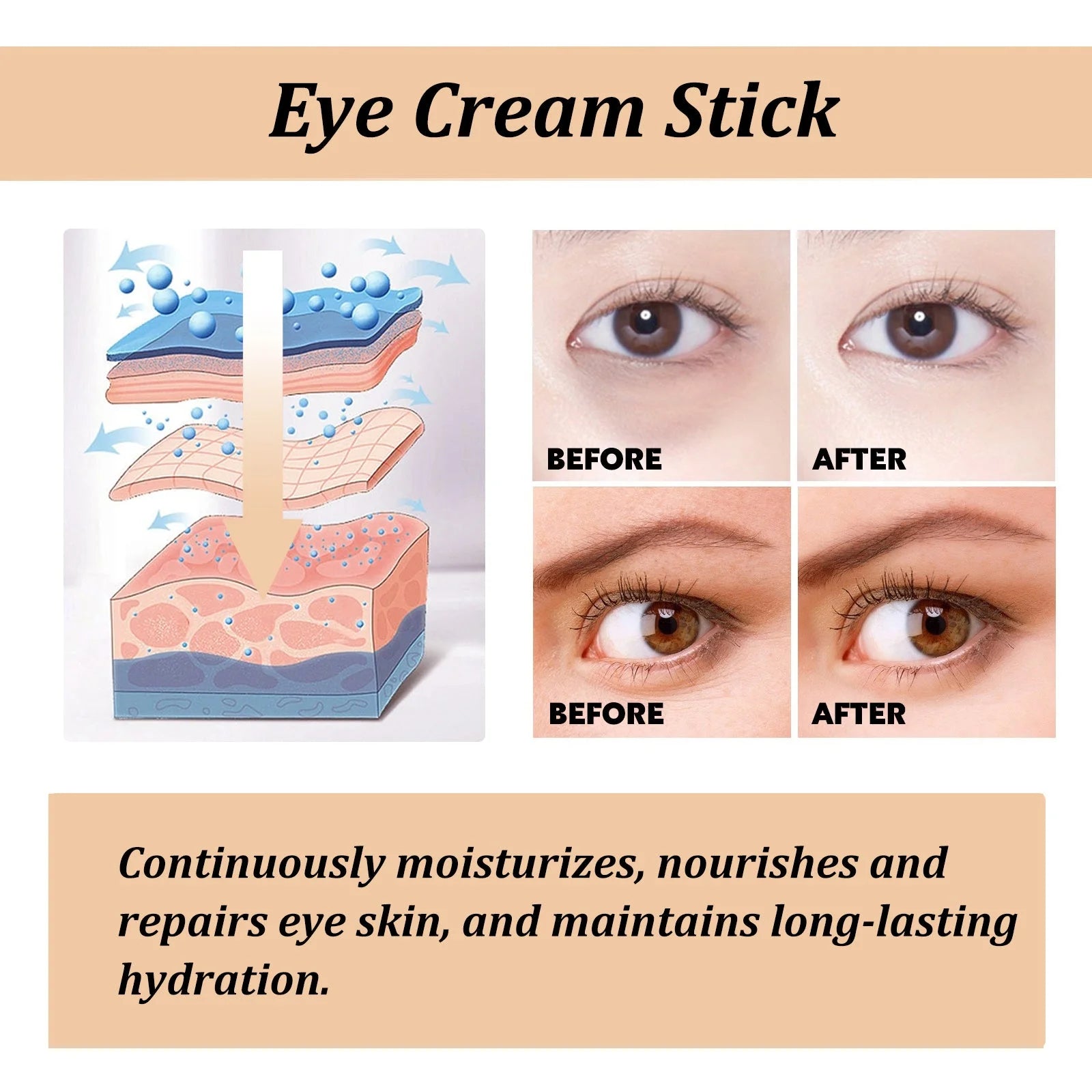 Snail Essence Eye Cream Stick for Dark Circles & Wrinkles - HalleBeauty